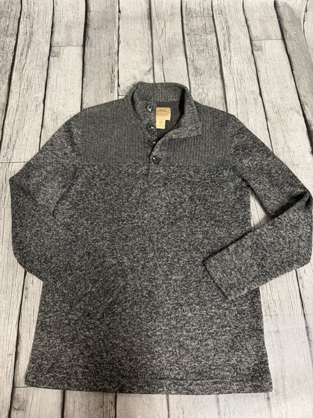 Men’s Telluride Clothing Company 4-Button Henley Style Sweater Sz Medium Black